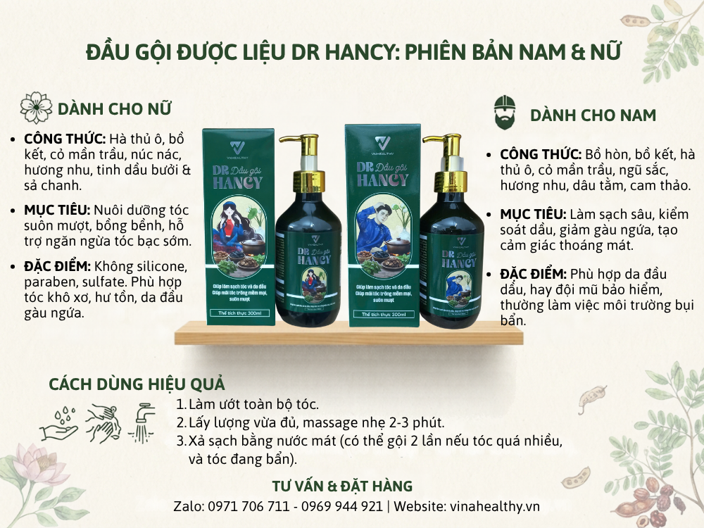 Dầu gội dược liệu và những bí quyết chăm sóc giúp tóc khỏe từ gốc