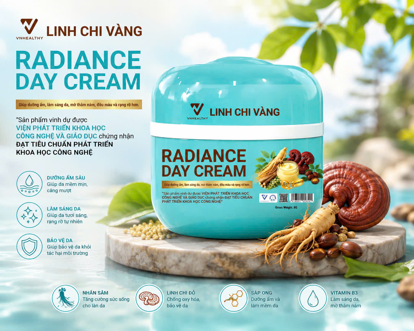 Kem dưỡng da mặt Linh Chi Vàng ban ngày
