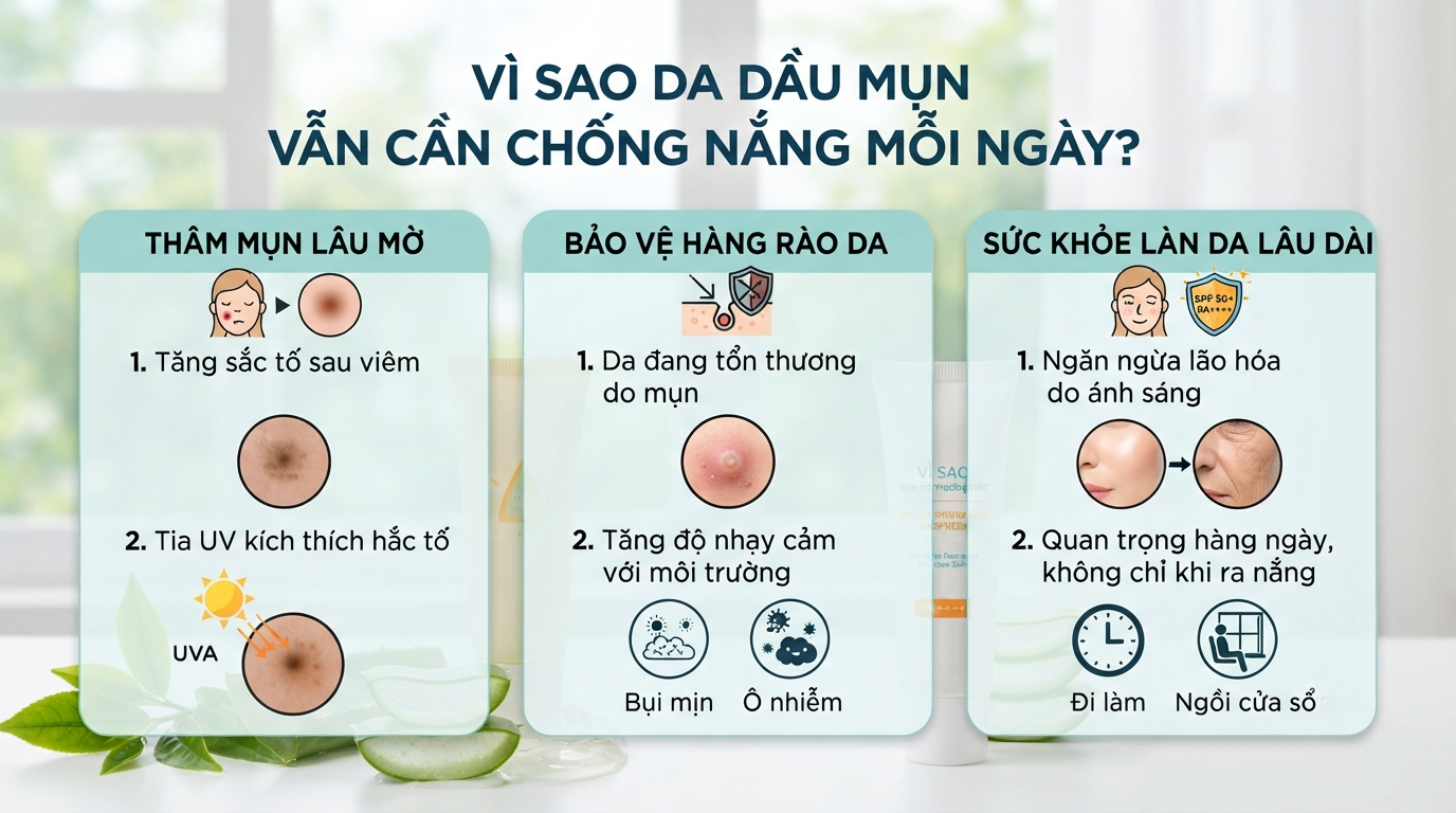 Kem chống nắng cho da dầu mụn: Cách chọn để da nhẹ thoáng