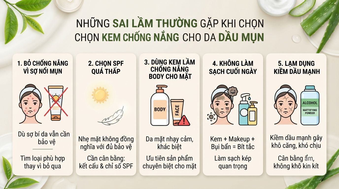 Kem chống nắng cho da dầu mụn: Cách chọn để da nhẹ thoáng