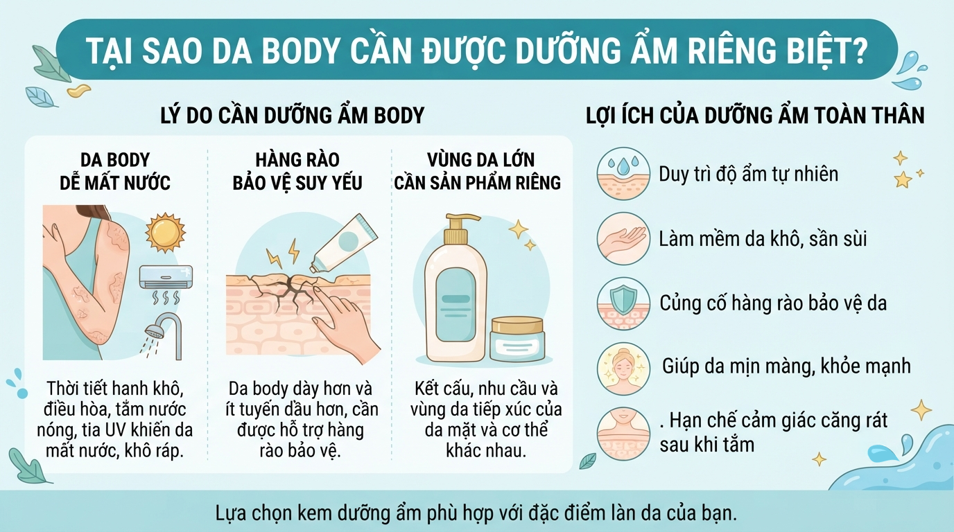 Kem dưỡng da body: Cách chọn và sử dụng đúng cho làn da mềm mịn
