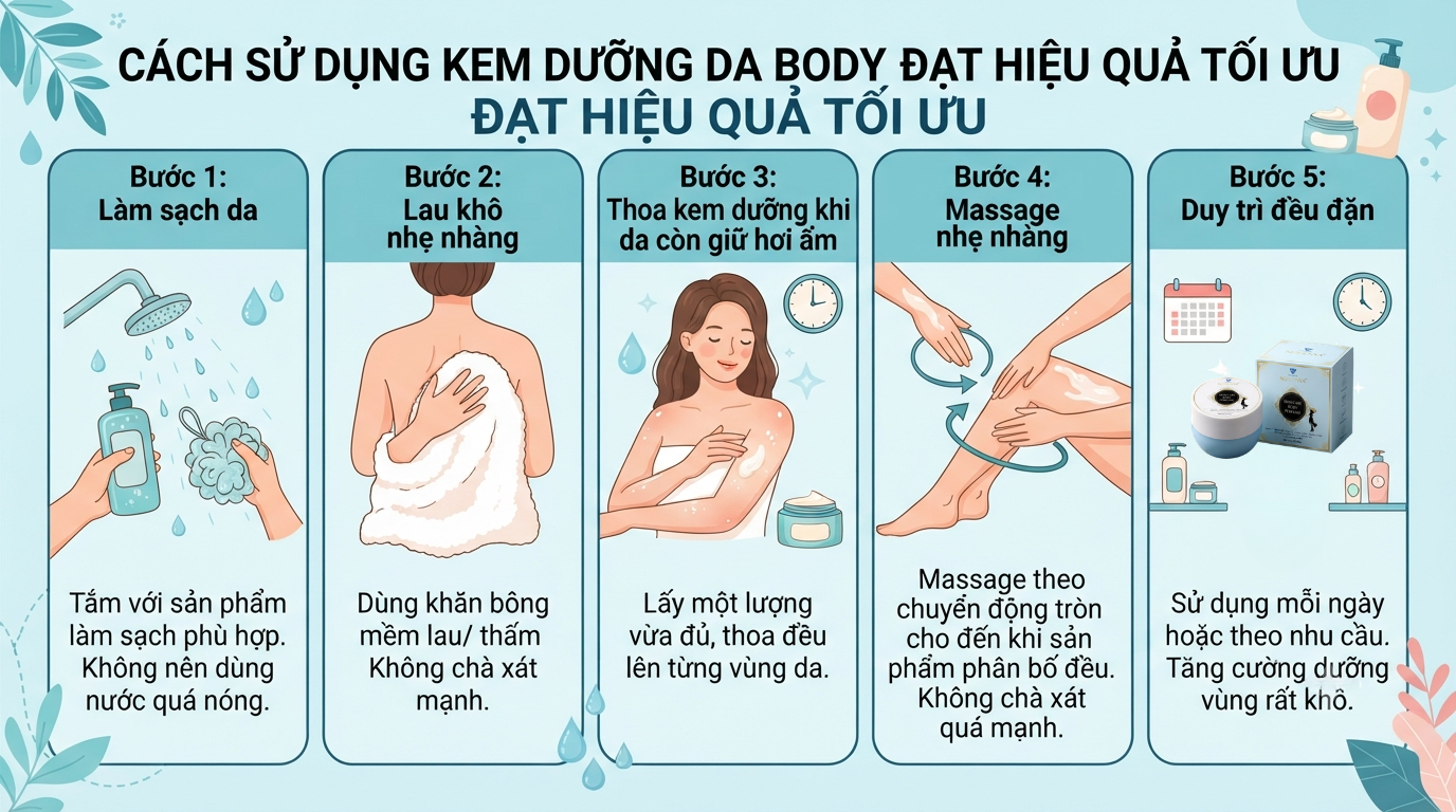 Kem dưỡng da body: Cách chọn và sử dụng đúng cho làn da mềm mịn