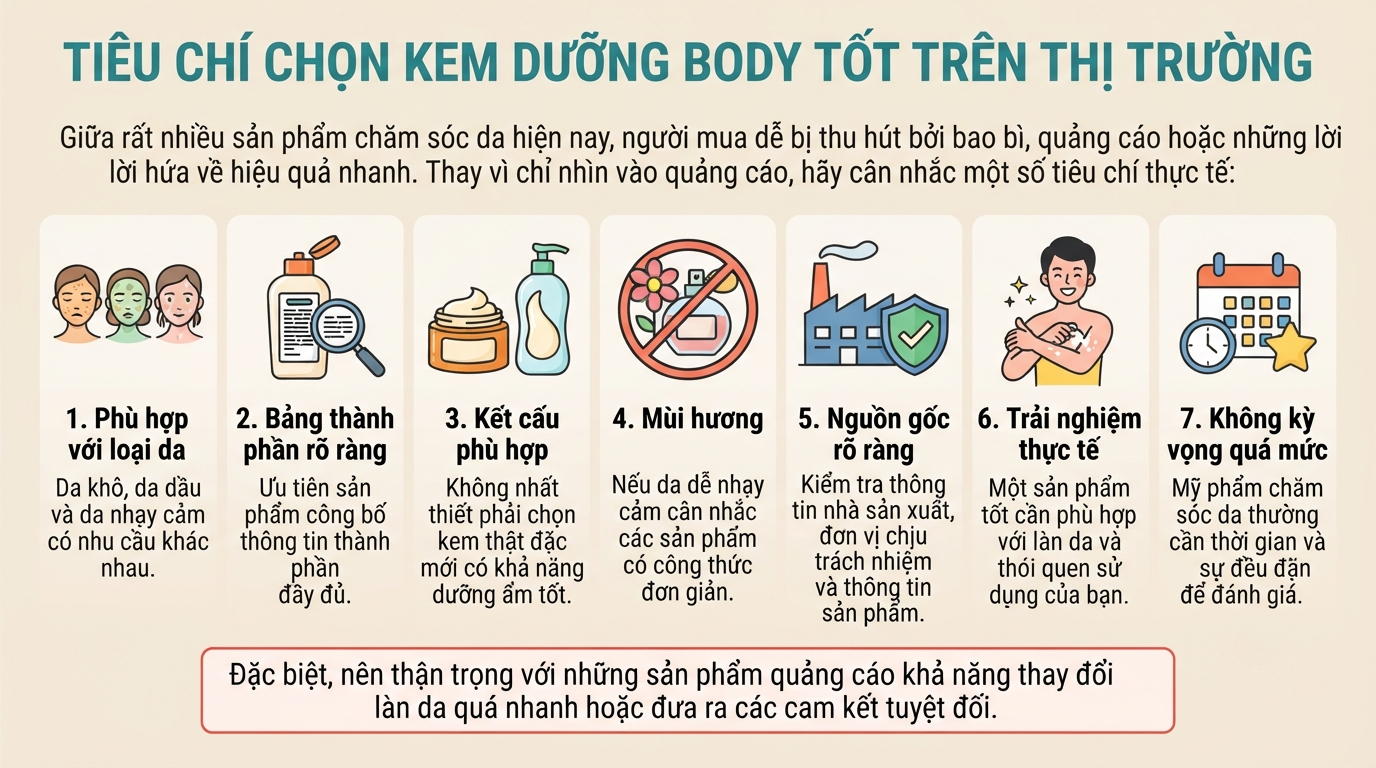 Kem dưỡng da body: Cách chọn và sử dụng đúng cho làn da mềm mịn