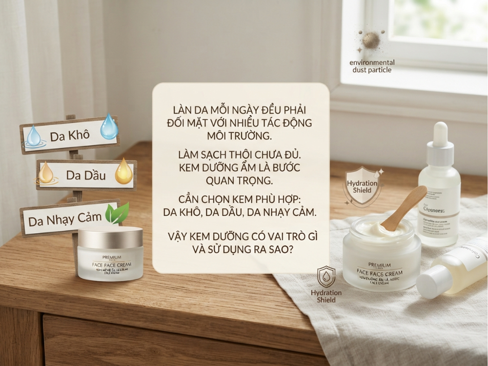 Kem dưỡng da mặt là gì? Bí quyết chọn đúng mỹ phẩm cho làn da khỏe đẹp mỗi ngày
