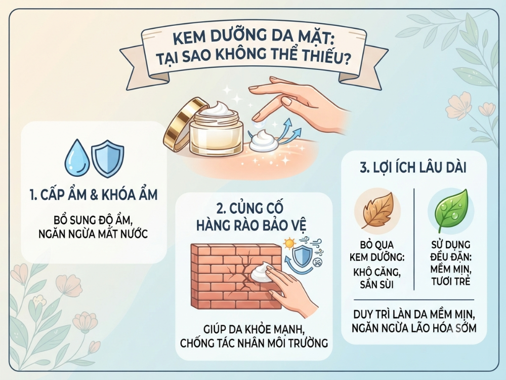 Kem dưỡng da mặt là gì? Bí quyết chọn đúng mỹ phẩm cho làn da khỏe đẹp mỗi ngày