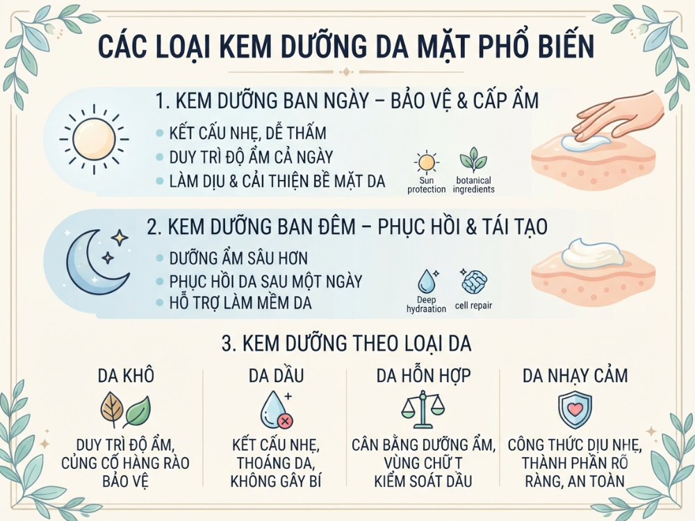 Kem dưỡng da mặt là gì? Bí quyết chọn đúng mỹ phẩm cho làn da khỏe đẹp mỗi ngày