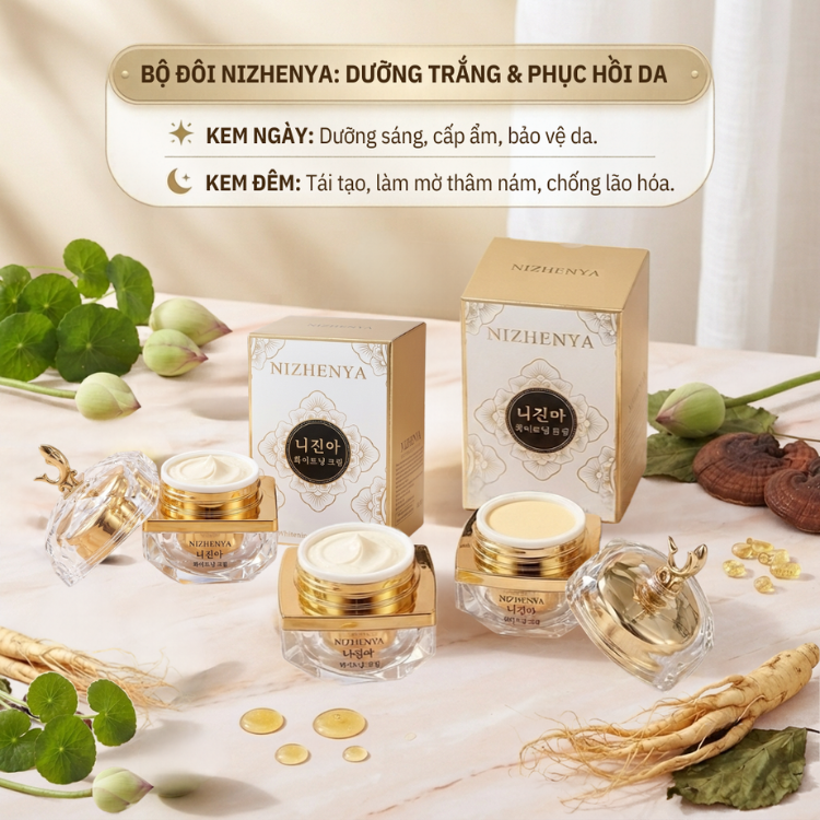 Kem Nizhenya - Bộ đôi kem face chăm da theo nhịp ngày và đêm