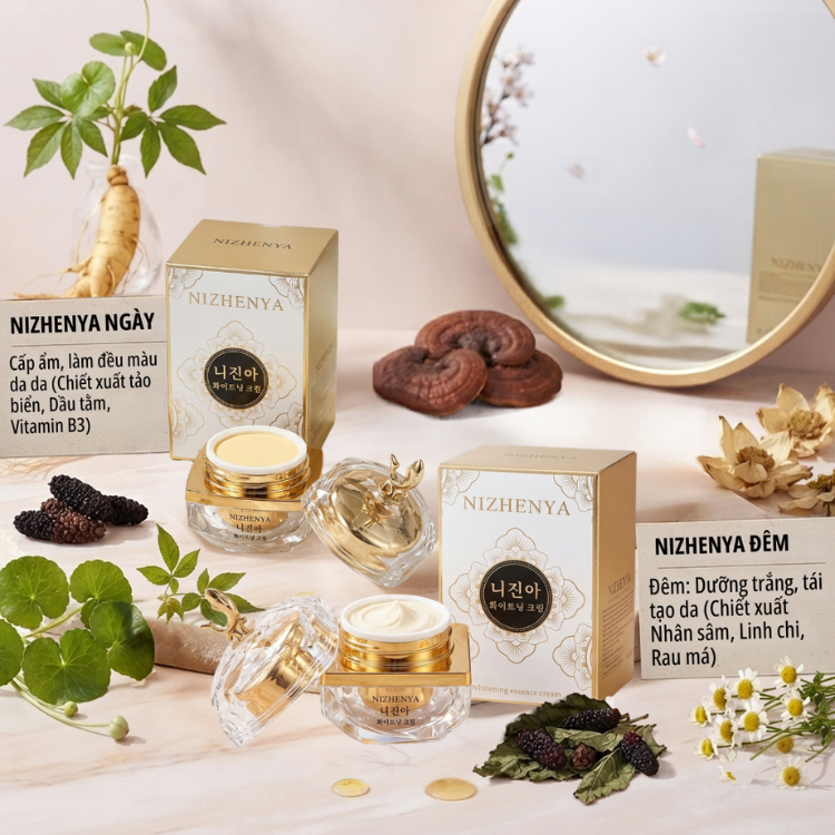 Kem Nizhenya - Bộ đôi kem face chăm da theo nhịp ngày và đêm