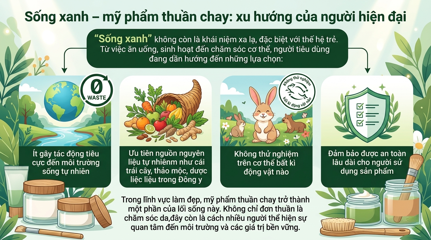 Mỹ phẩm thuần chay là gì? Vì sao ngày càng được ưa chuộng trong xu hướng sống xanh?