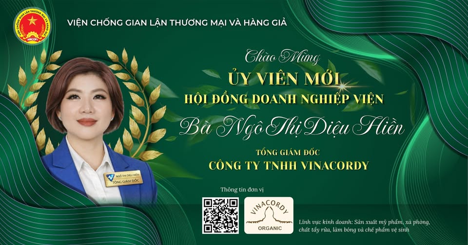 VINACORDY & VINA HEALTHY CHÚC MỪNG TỔNG GIÁM ĐỐC NGÔ THỊ DIỆU HIỀN ĐƯỢC BỔ NHIỆM VAI TRÒ MỚI TẠI HỘI ĐỒNG DOANH NGHIỆP