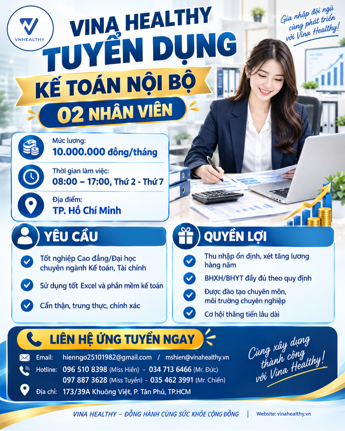 Vina Healthy - Tuyển dụng kế toán nội bộ