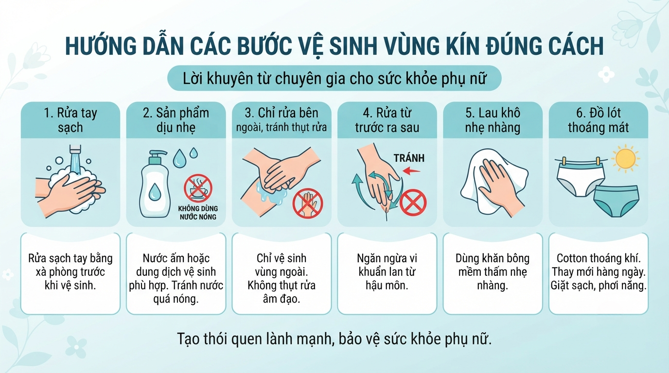 Vệ sinh vùng kín đúng cách: Hướng dẫn đầy đủ giúp bảo vệ sức khỏe phụ khoa