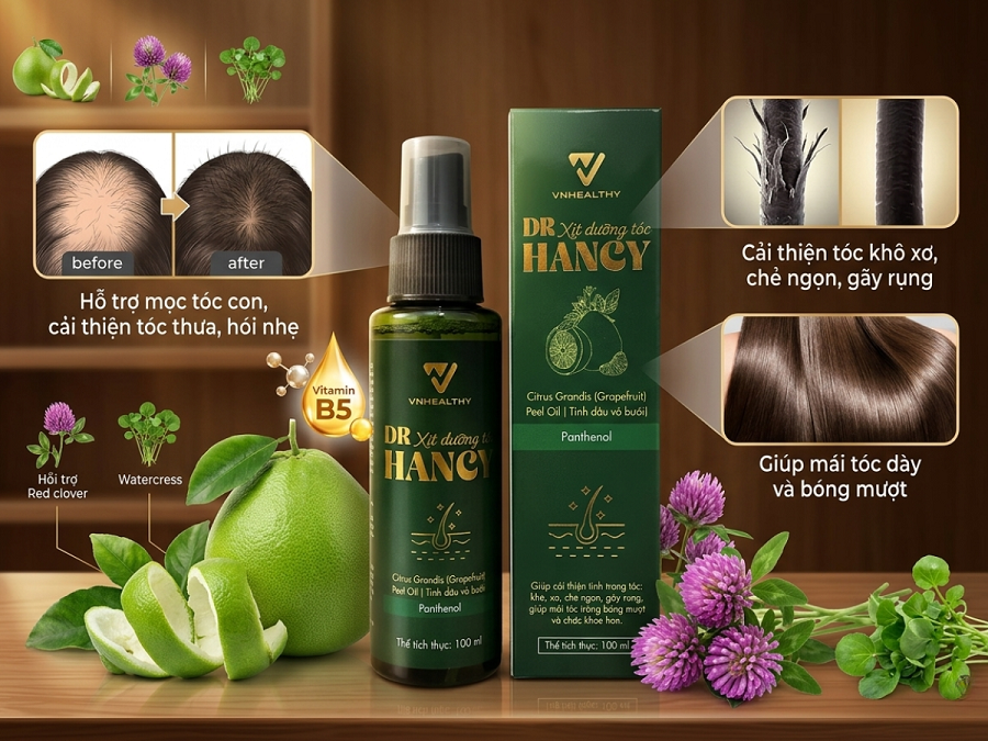 Xịt dưỡng tóc Dr Hancy – giải pháp hỗ trợ chân tóc chắc khỏe, giảm rụng