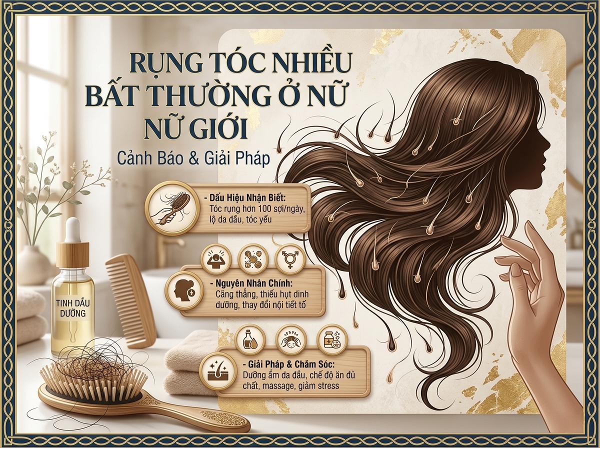 Rụng tóc nhiều bất thường ở nữ giới: Nguyên nhân và giải pháp bạn không nên bỏ qua