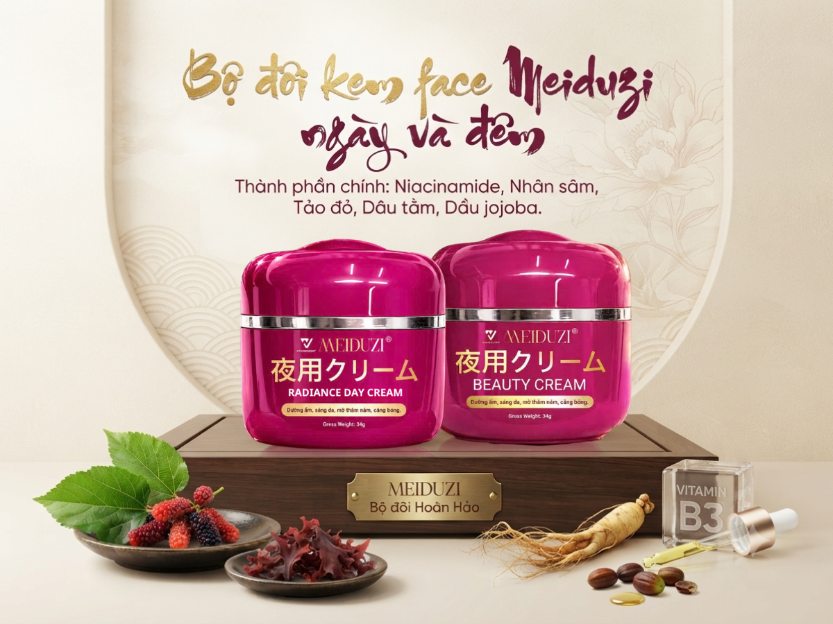 Bộ đôi kem face ngày và đêm Meiduzi – Chăm sóc cho làn da sáng mịn trọn ngày